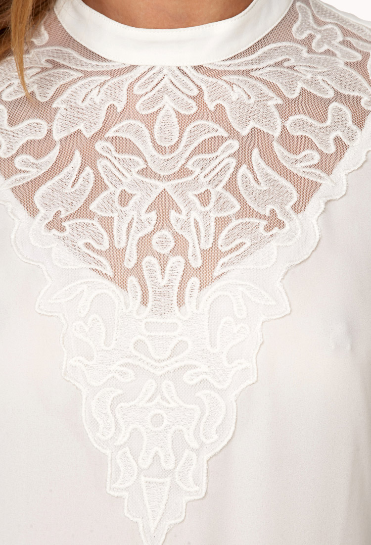 forever 21 white lace shirt