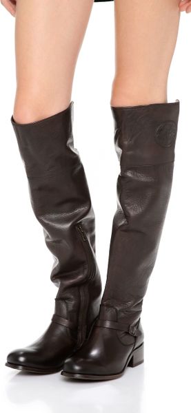 Frye Lynn Logo Over The Knee Boots in Black (Dark Brown) | Lyst