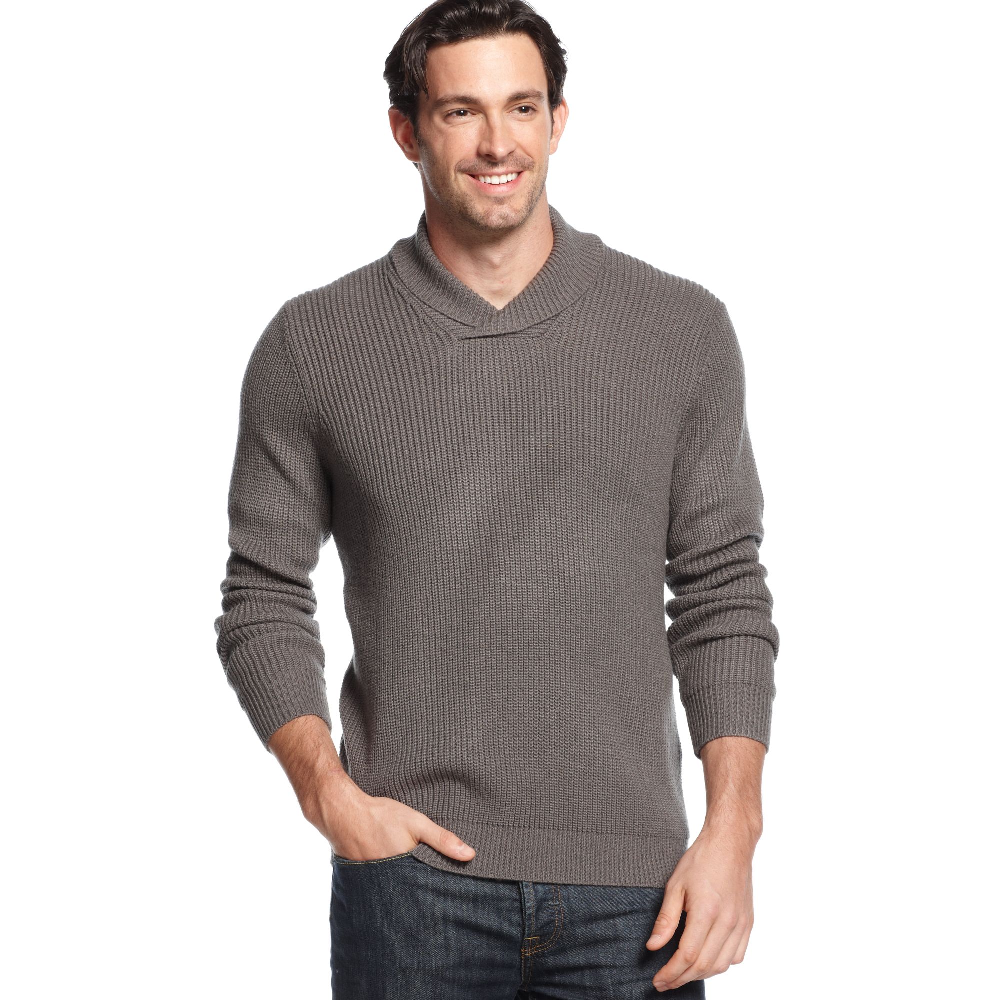 Geoffrey beene Shawl Collar Sweater in Gray for Men (Medium Grey ...