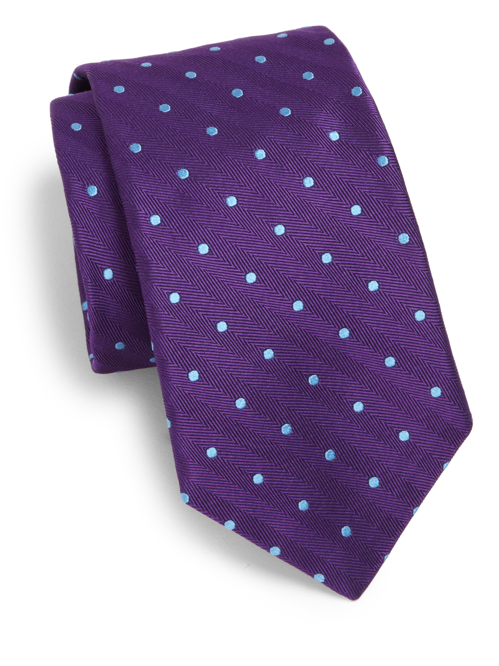 Ike Behar Herringbone Polka Dot Silk Tie in Purple for Men | Lyst