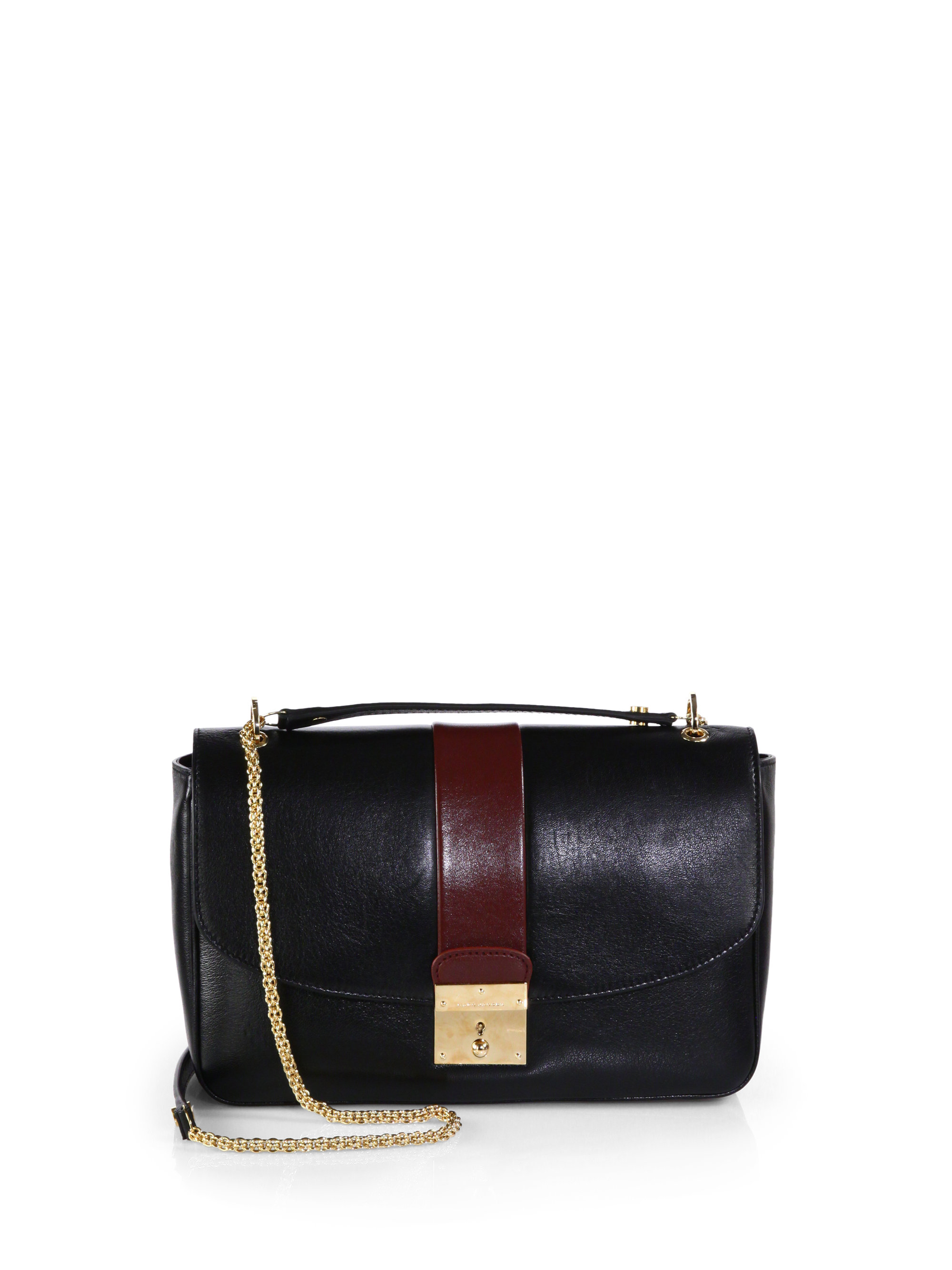 Marc Jacobs Checkers Polly Leather Shoulder Bag in Black (BLACK ...