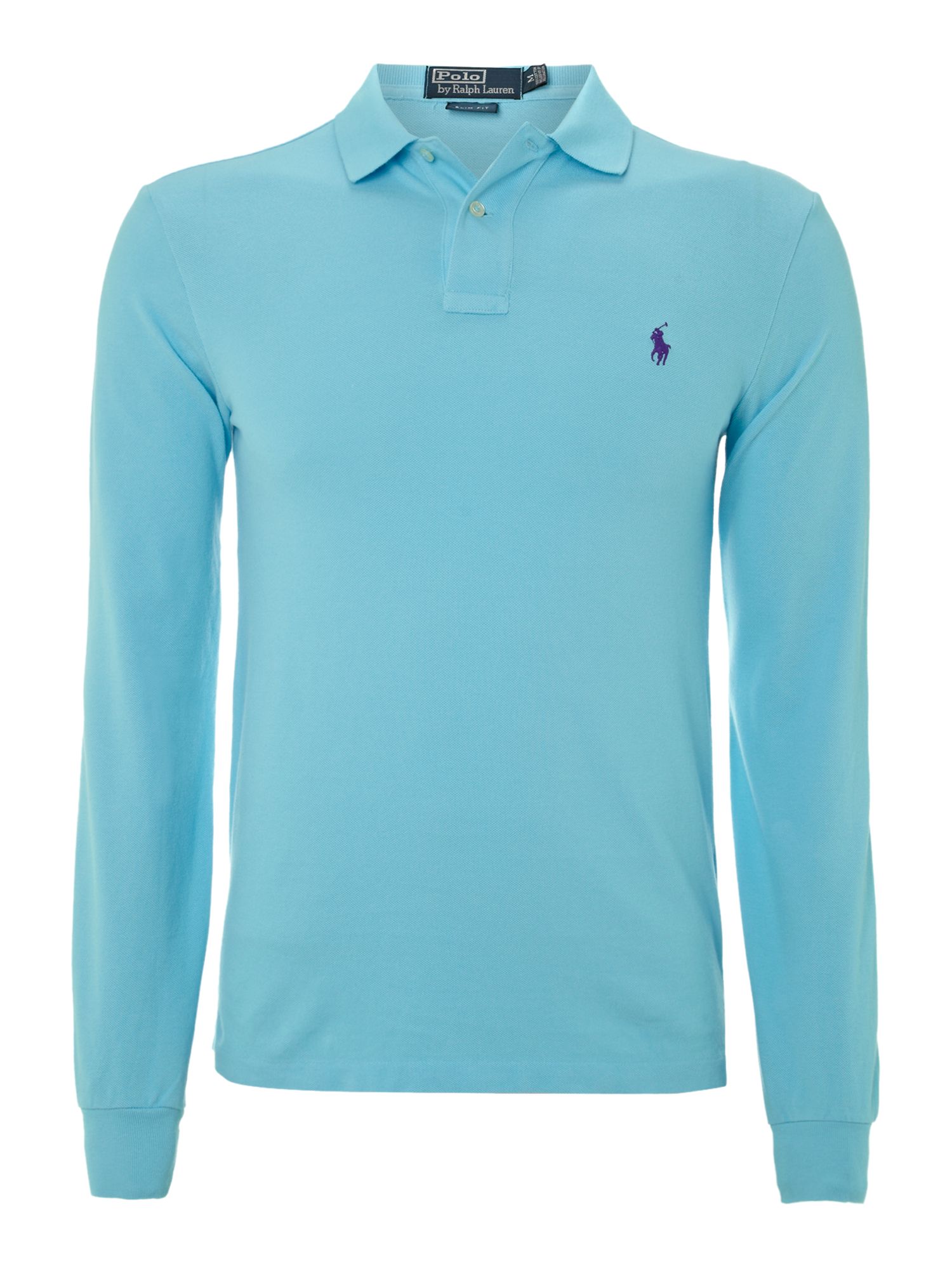 Polo Ralph Lauren Long Sleeved Classic Slim Fitted Polo Shirt in Blue ...