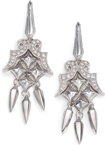 Stephen Webster Diamond Sterling Silver Dagger Drop Earrings in Silver ...