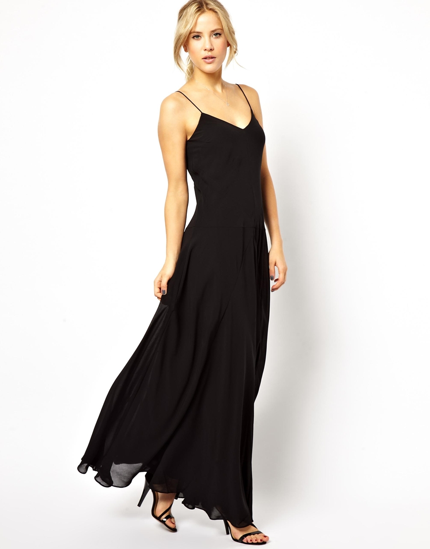 ASOS Maxi Dress with Seam Detail in Black - Lyst