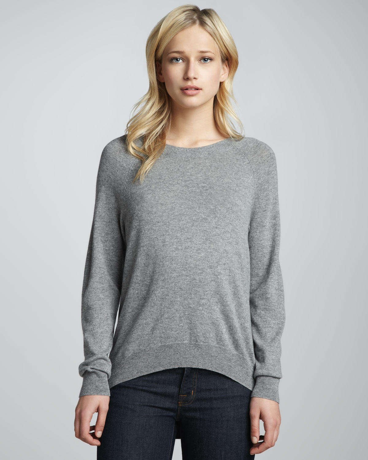 Lyst - Autumn Cashmere Cashmere Leatherinset Sweater in Gray