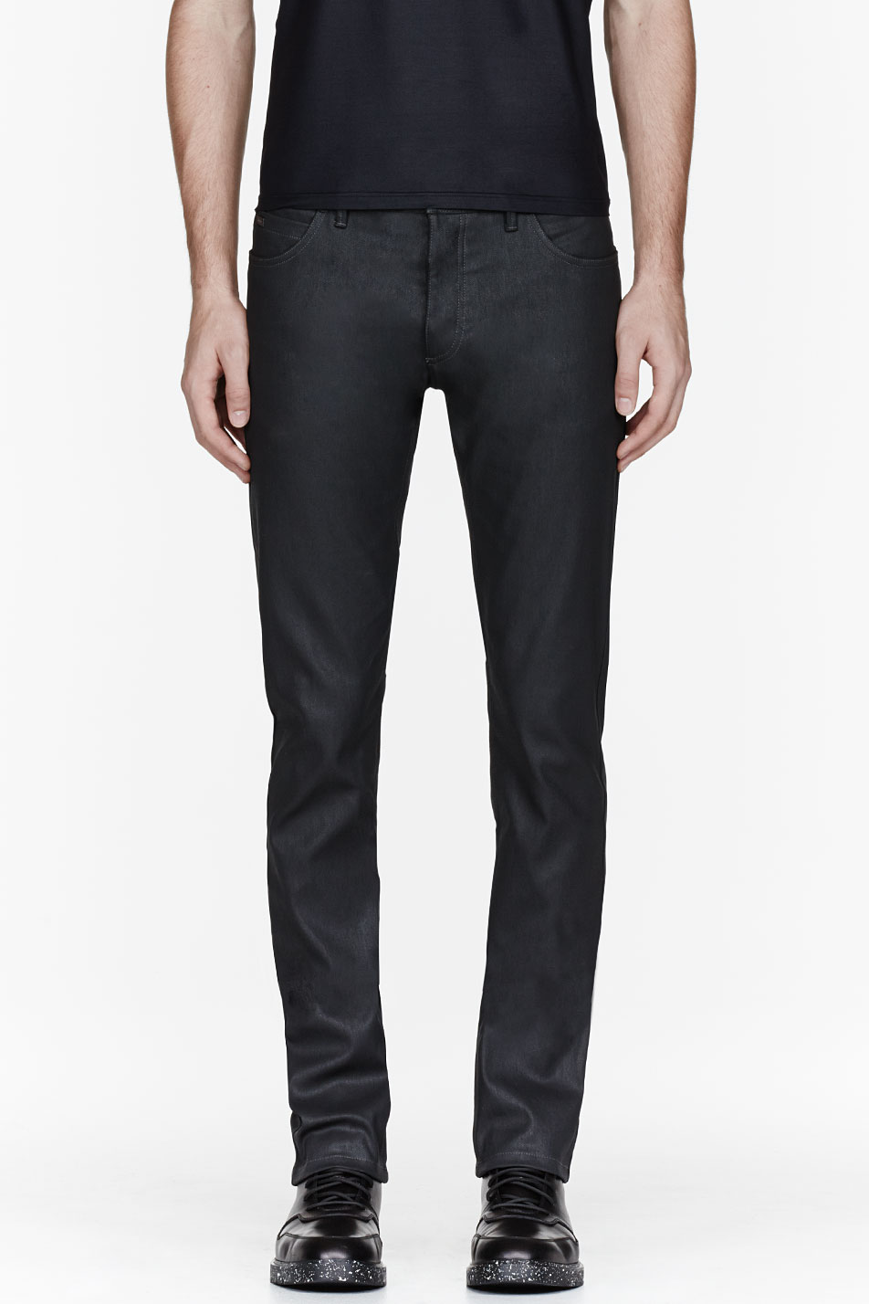 Lyst - Calvin Klein Black Waxed Denim Serge Jeans in Black for Men
