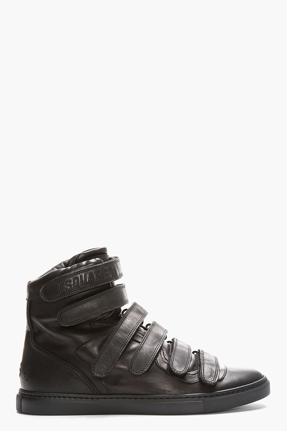 Lyst - Dsquared² Black Leather Velcro Sneakers in Black for Men