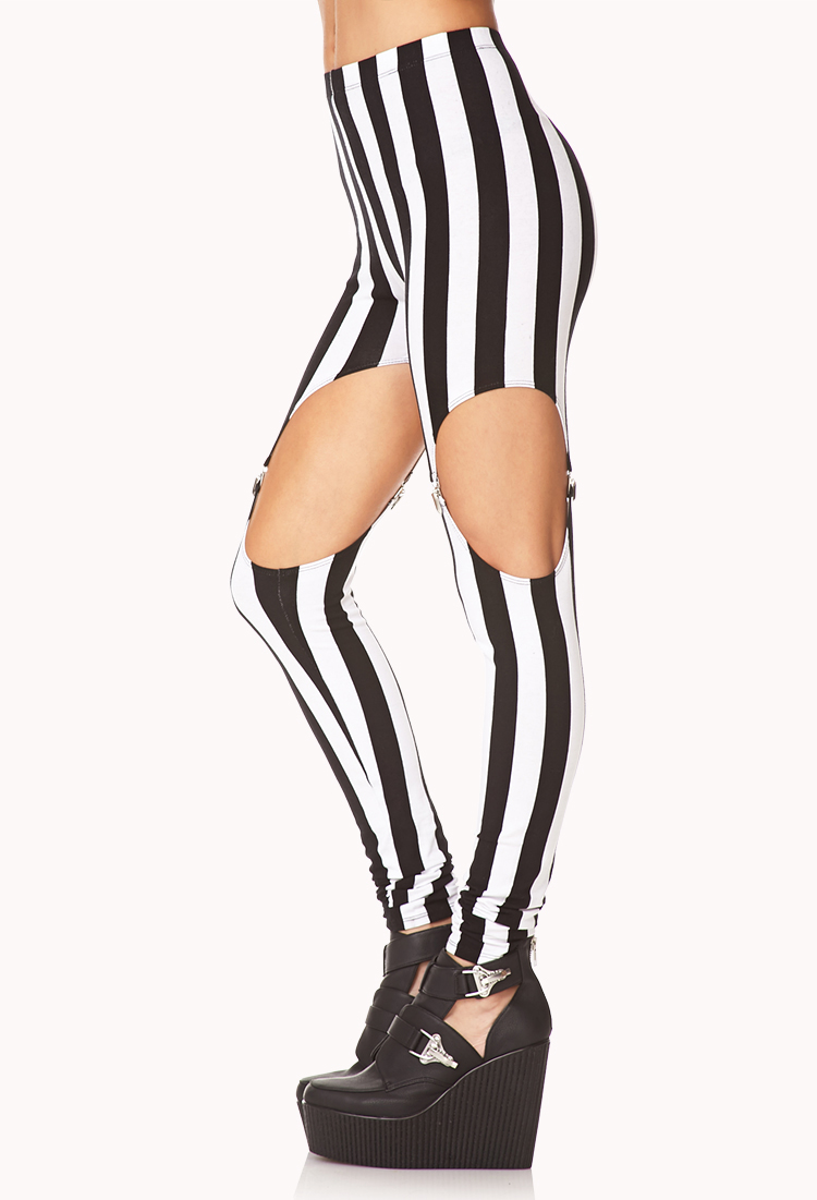 Lyst Forever 21 Bold Suspender Leggings in Black