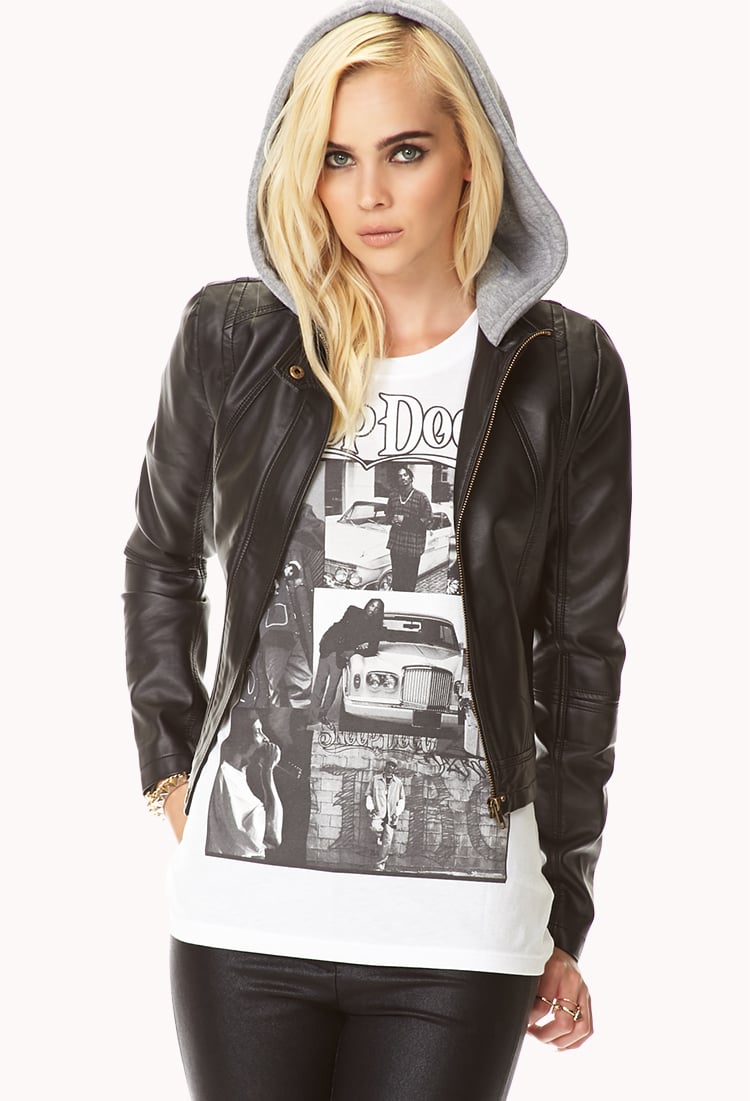 Forever 21 Cool Girl Cropped Bomber Jacket in Black | Lyst