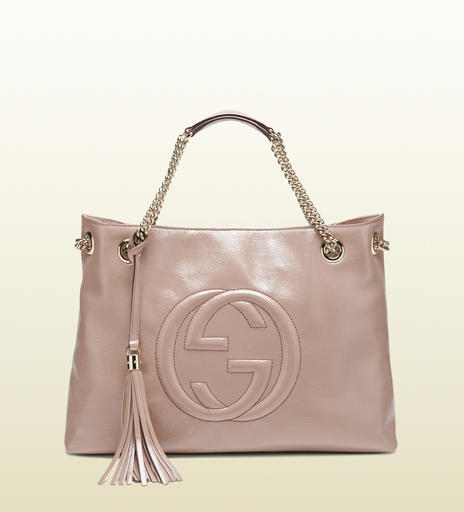 Gucci Soho Patent Leather Tote in Pink | Lyst