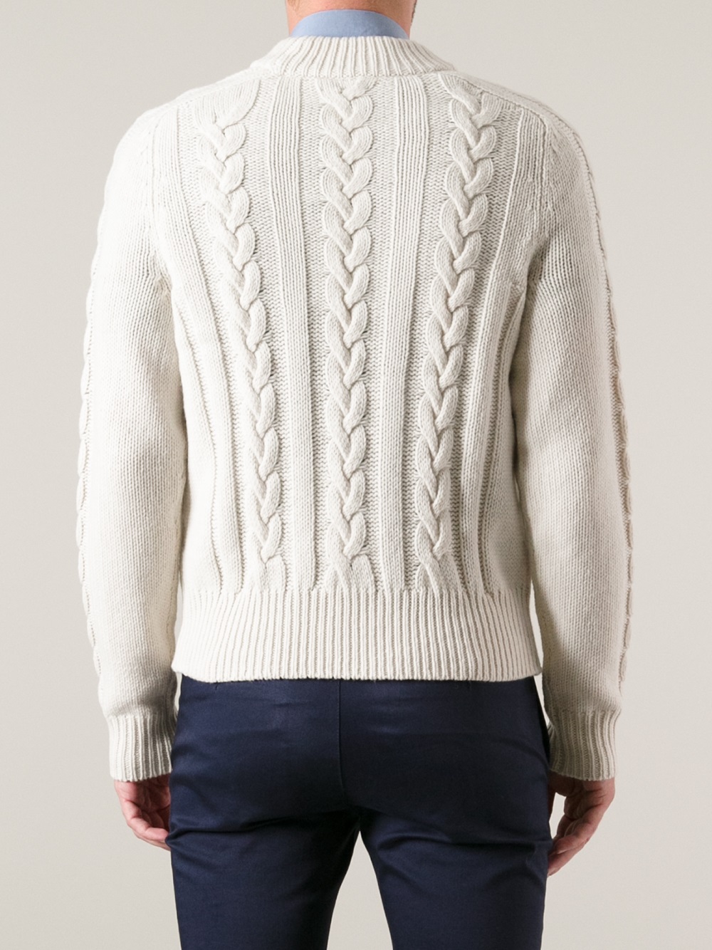 Lyst - Acne Studios Brent Cable Knit Sweater in White for Men