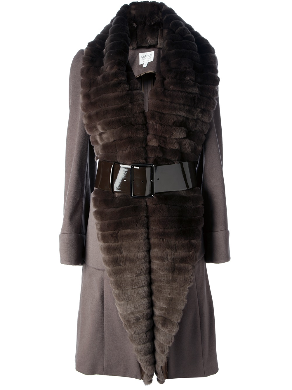 Lyst - Armani Fur Lapels Overcoat in Brown