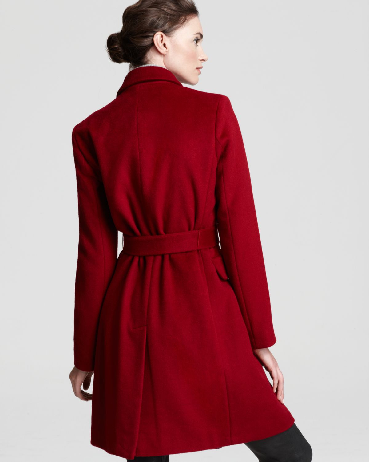 Calvin klein Wrap Coat With Notch Collar in Red Lyst