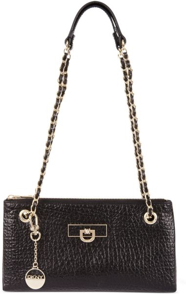 Dkny French Grain Clutch with Adjustable Chain Strap in Black | Lyst