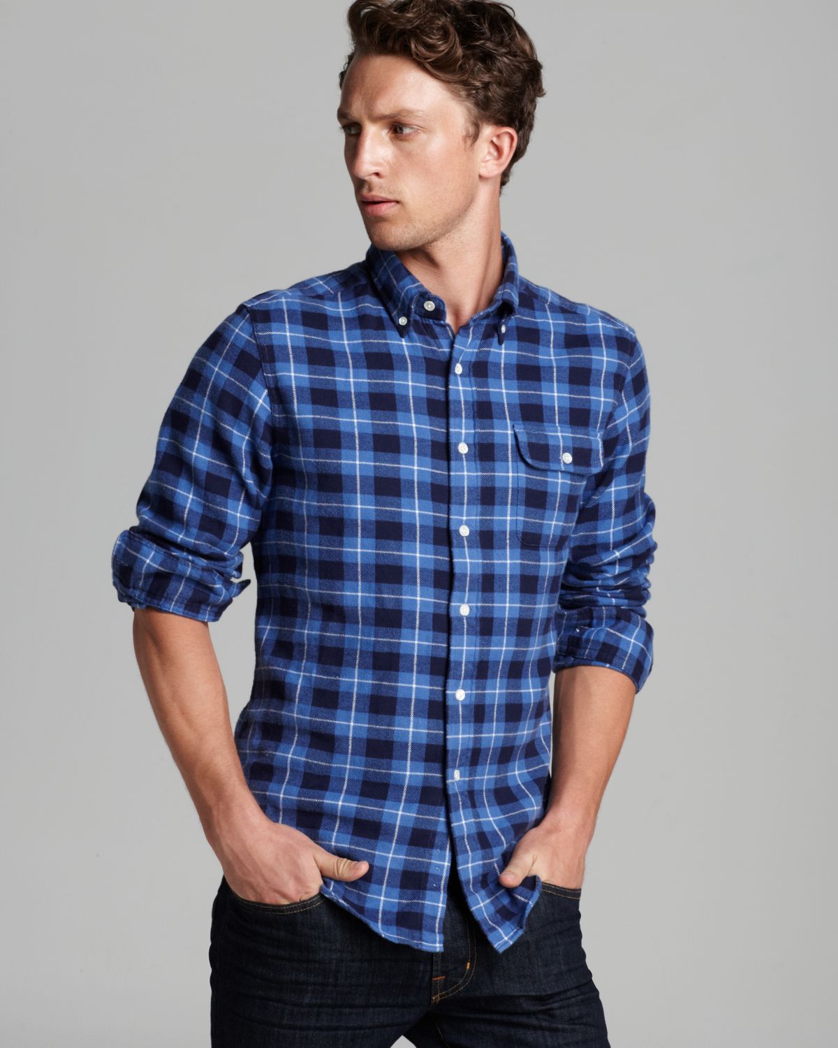 Lyst - Gant The Mb Freedom Flannel Sport Shirt Slim Fit in Blue for Men
