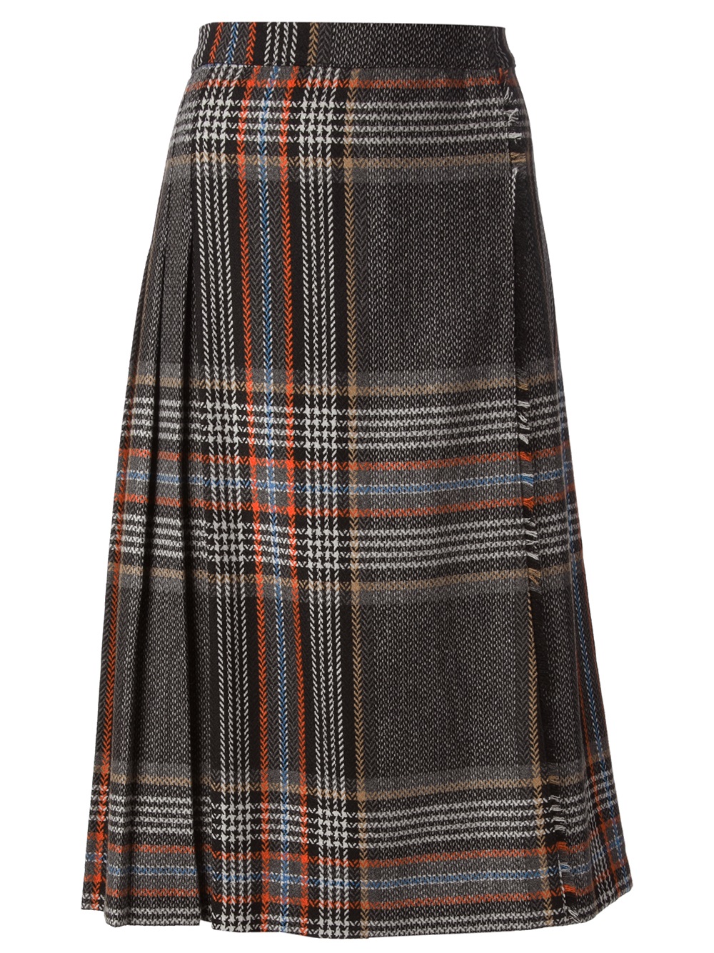 Lyst - Msgm Pleated Plaid Skirt in Gray