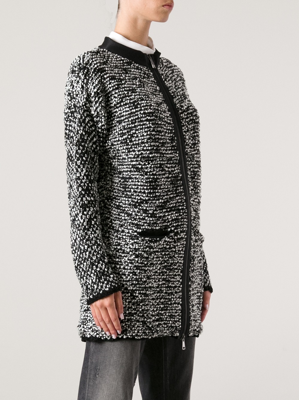 Pinko Boucle Knit Jacket in Gray Lyst