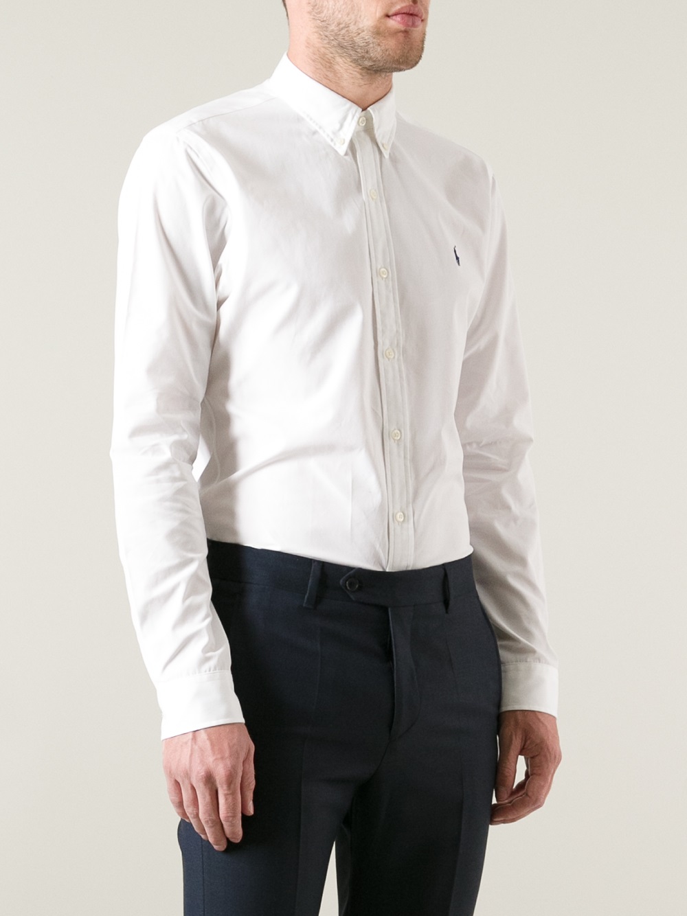 white polo shirt with black pants