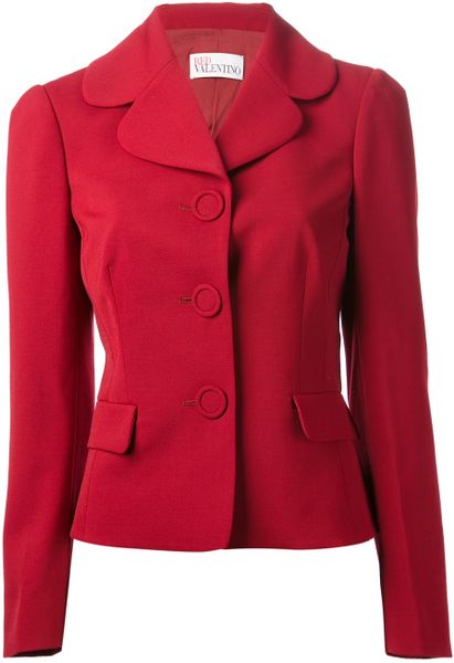 Red Valentino Buttoned Jacket in Red | Lyst
