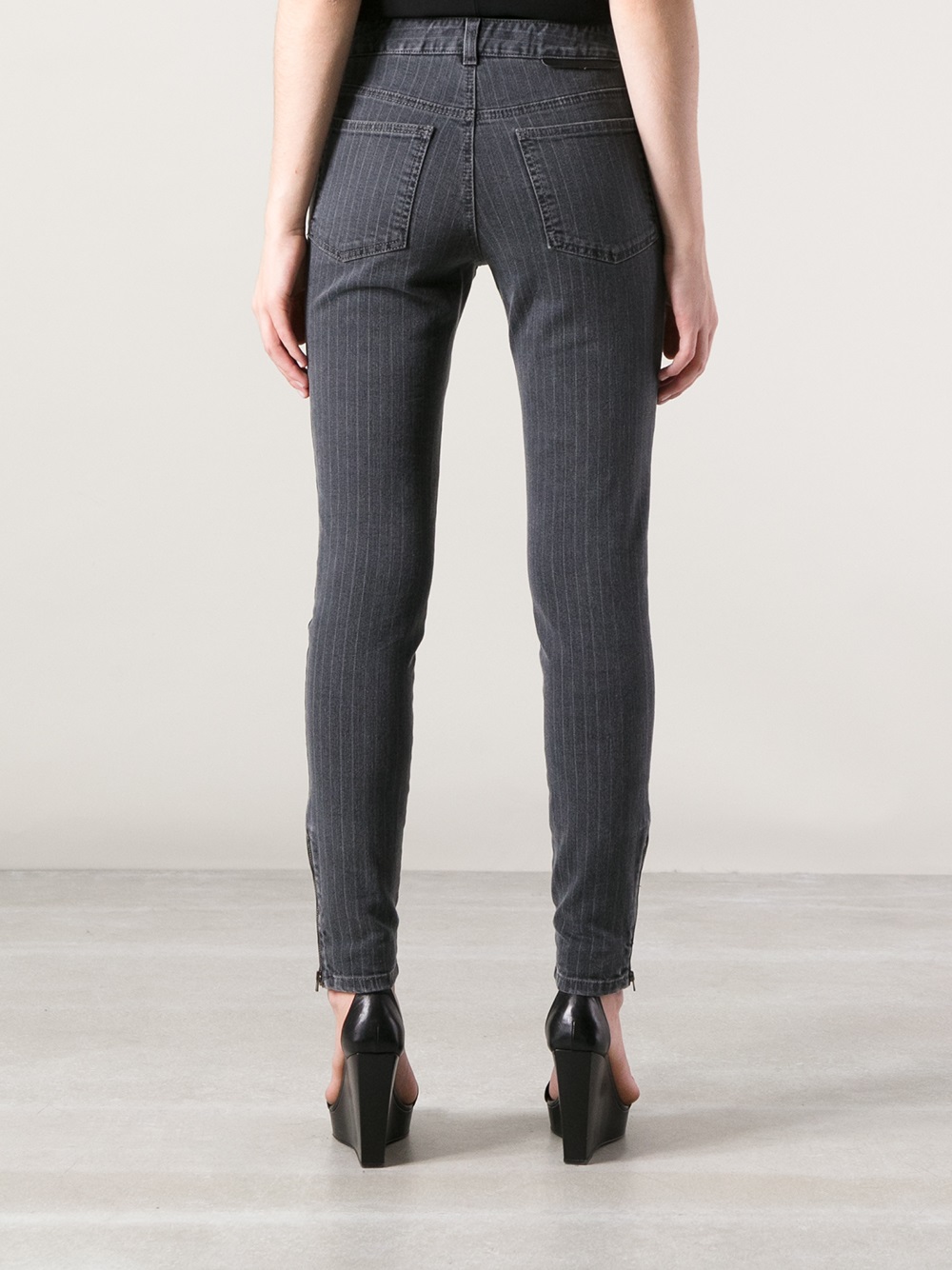 pinstripe skinny jeans womens