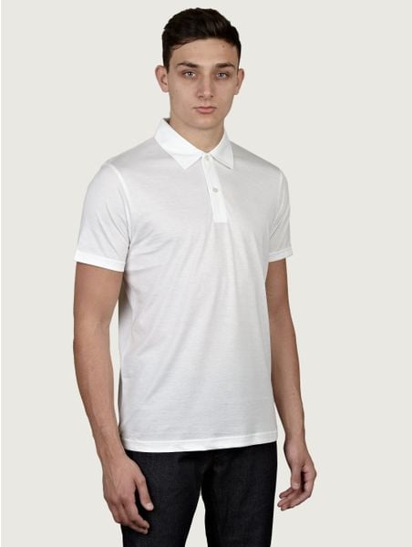 Sunspel White Jersey Polo Shirt in White for Men | Lyst