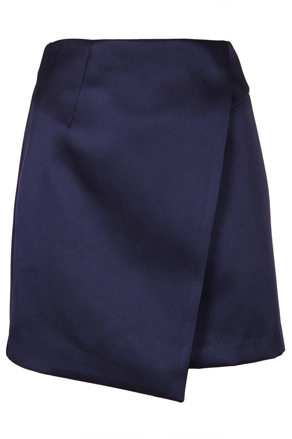 Lyst - Topshop Navy Lux Satin Wrap Skirt in Blue