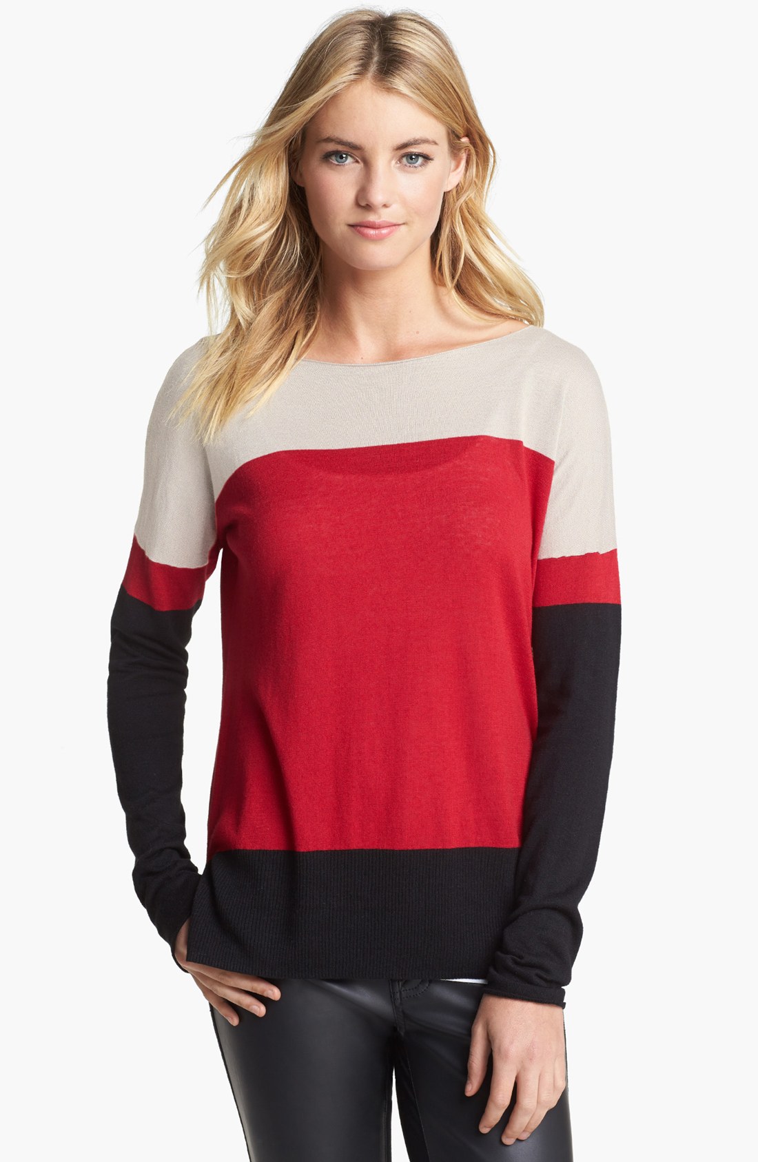 Two By Vince Camuto Colorblock Dropped Shoulder Sweater in Red (Radiant ...