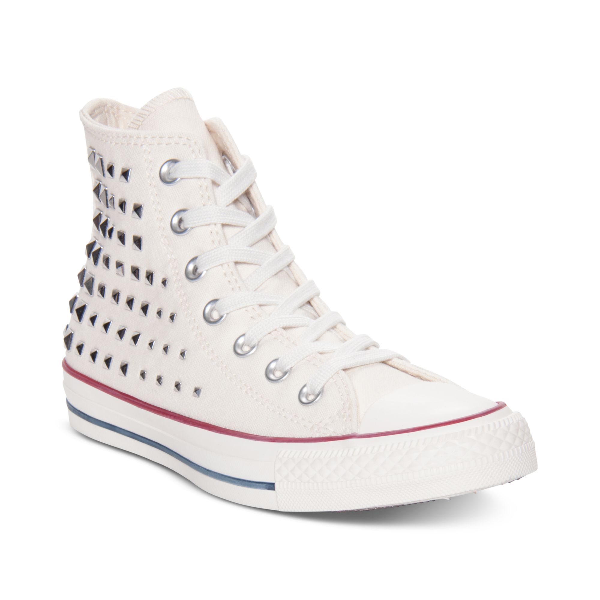 white leather converse with gold studs