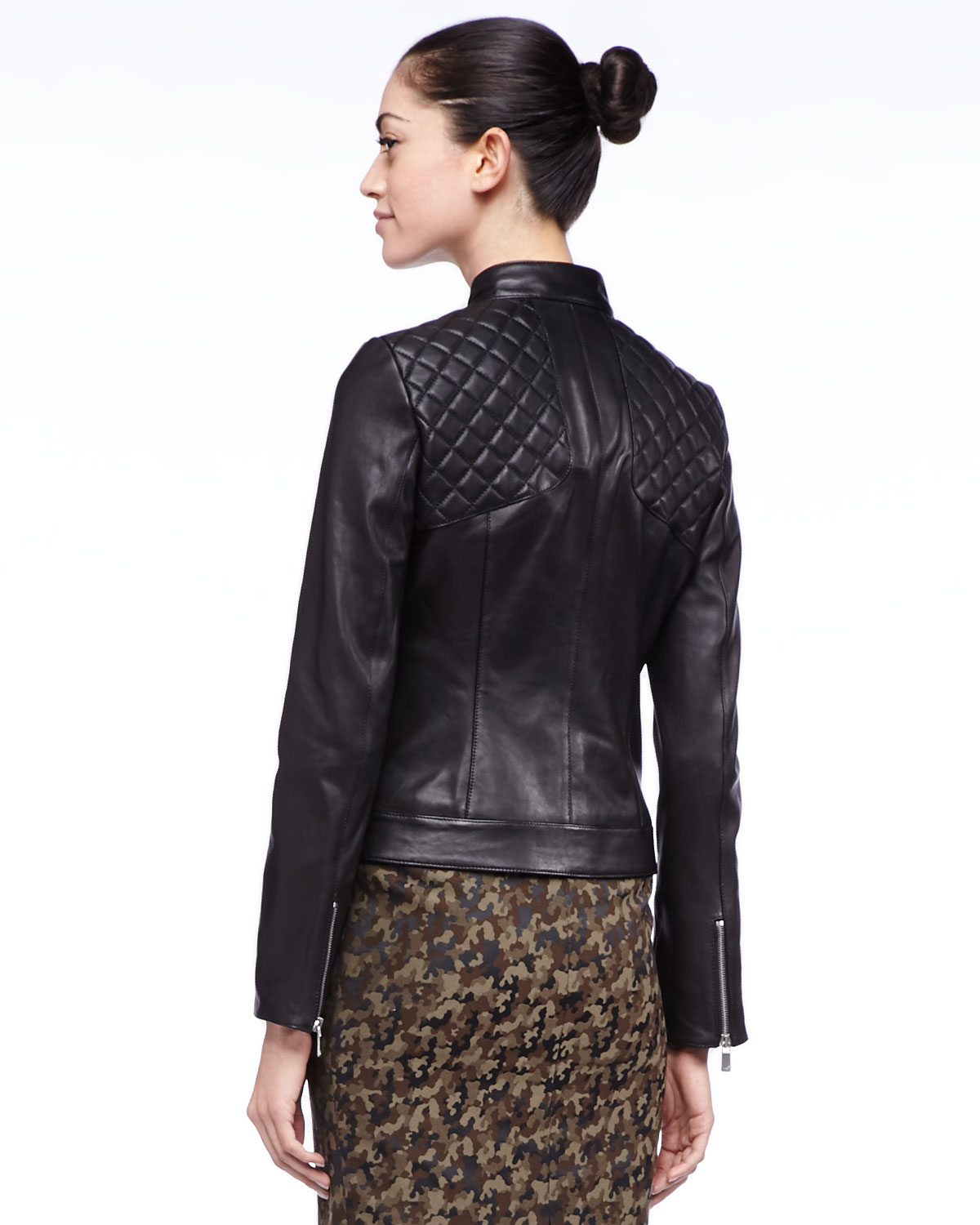 Lyst - Michael Kors Quilted Leather Jacket in Black