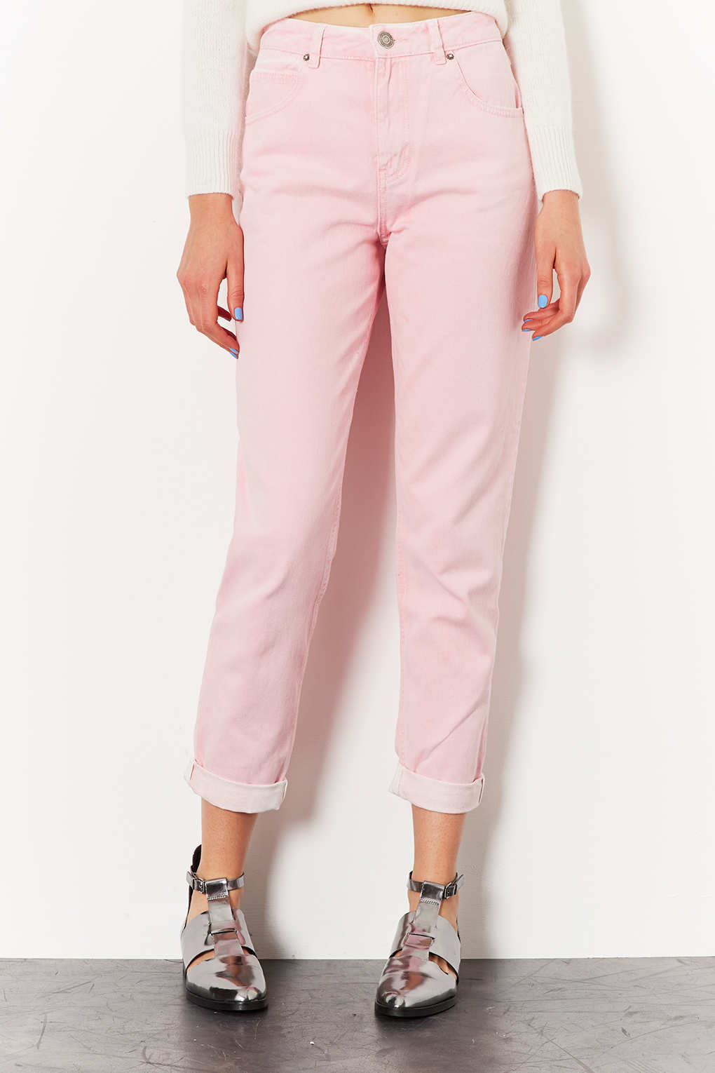 Lyst - Topshop Moto Pink High Waisted Mom Jeans in Pink