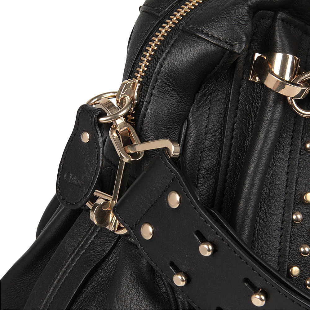 Chlo Paraty Military Medium Studded Leather Shoulder Bag in Black ...  