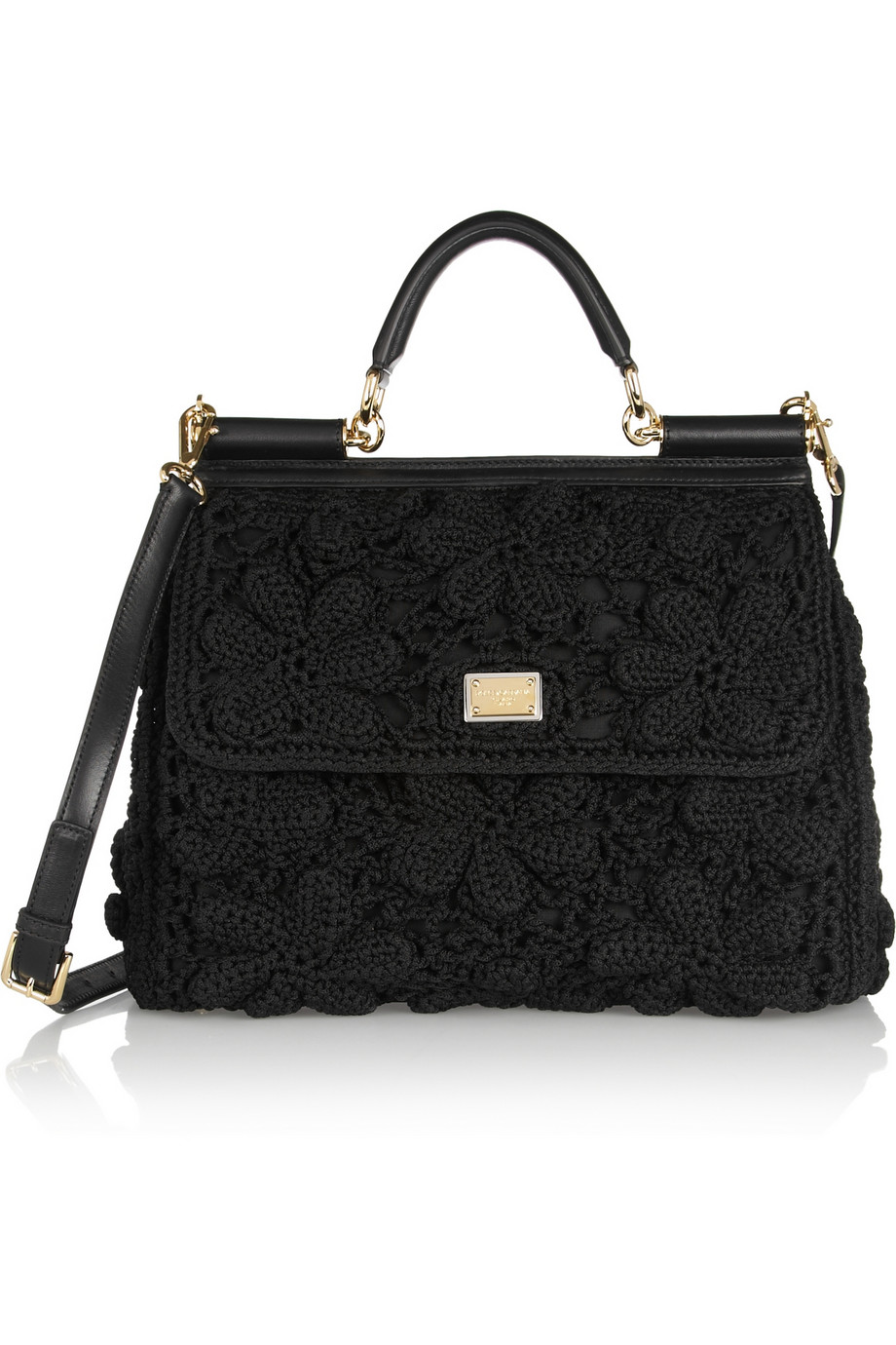 Lyst - Dolce &amp; Gabbana Miss Sicily Crochet and Leather Shoulder Bag in