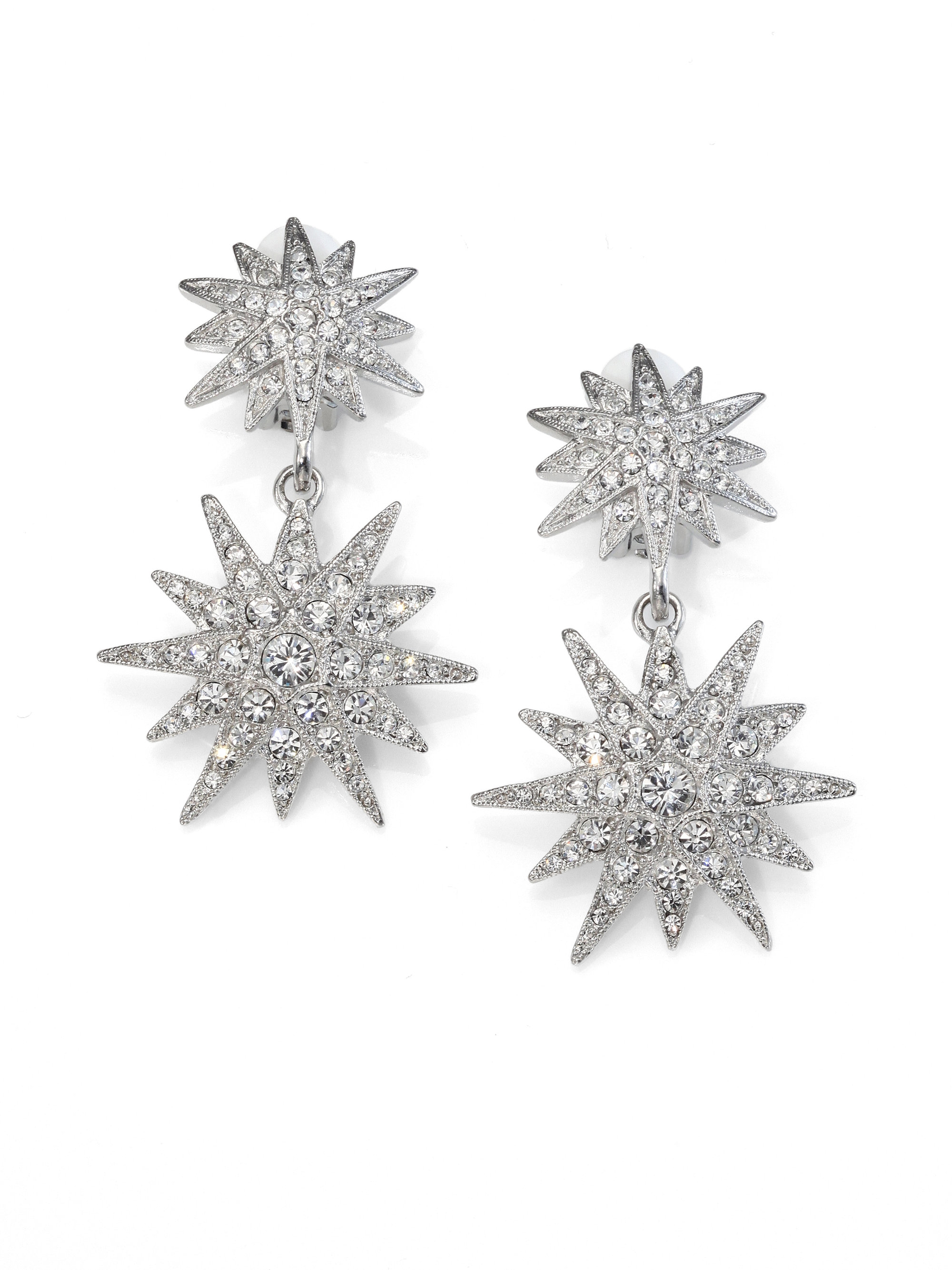 Kenneth jay lane Double Star Drop Earrings in Metallic | Lyst