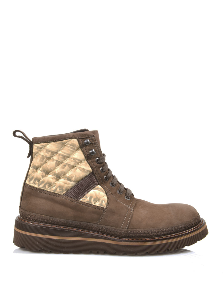 Lyst - Moncler Suede and Printed Hiking Boots in Brown for Men