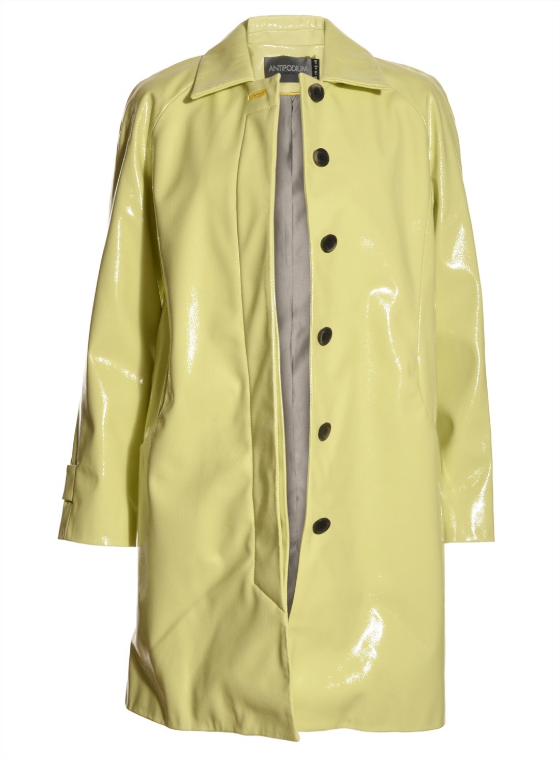 Lyst Antipodium Slicker Coat in Pistachio Vinyl By in Yellow
