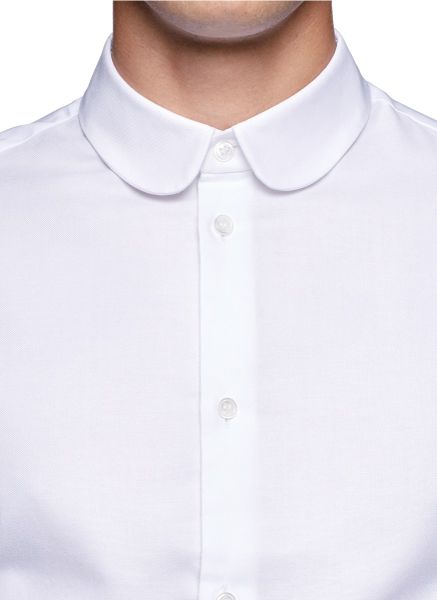 Carven Round Collar Cotton Shirt in White for Men | Lyst