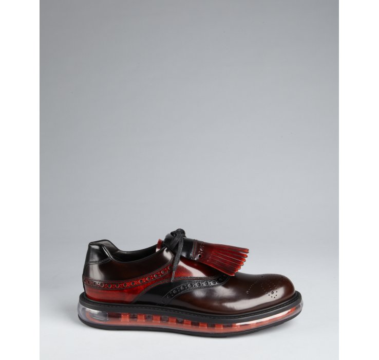 Prada Burnt Orange Leather Clear Shock Absorber Midsole Creepers ...  