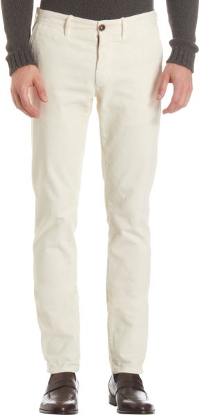 Incotex Corduroy Slim Fit Trousers in White for Men | Lyst