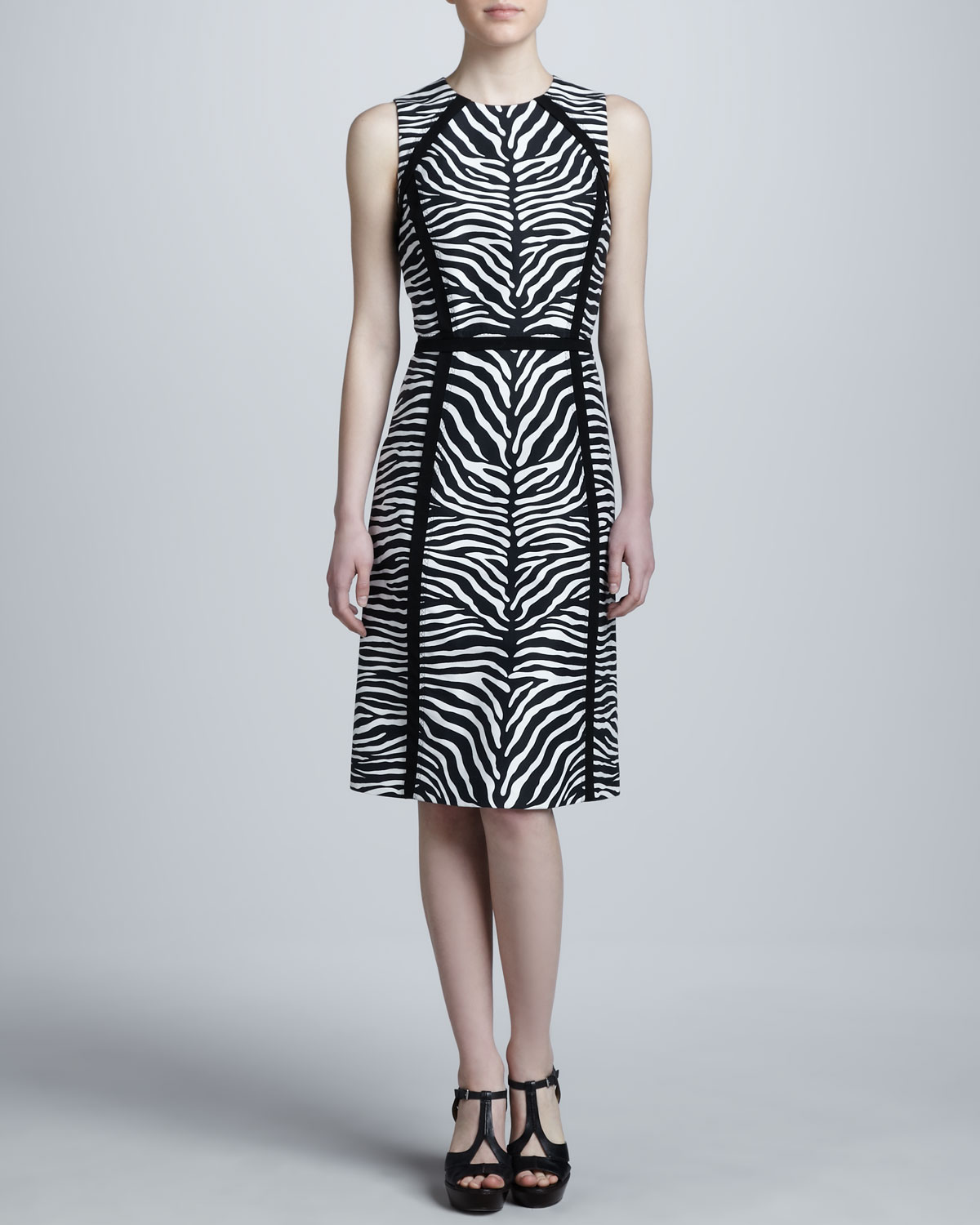 Michael Kors Zebraprint Contour Dress in White (BLACK/WHITE) | Lyst