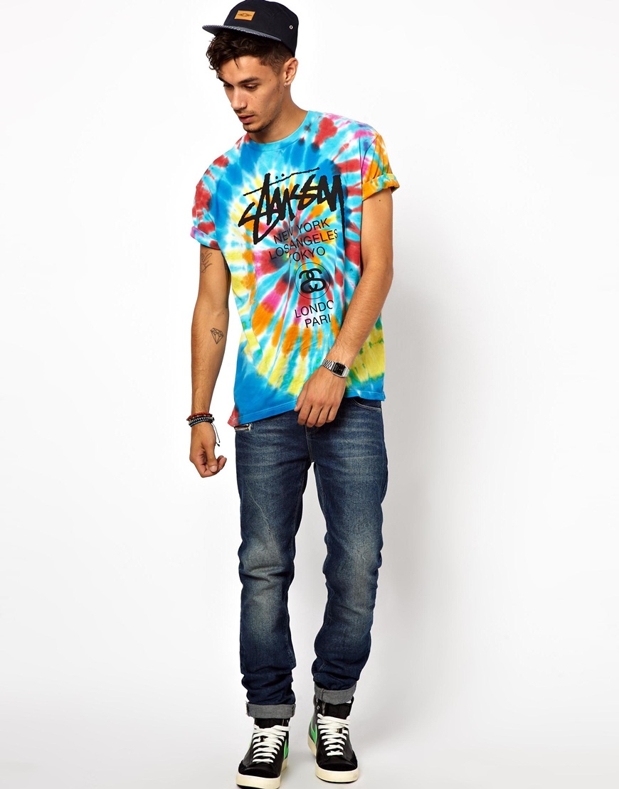 Lyst - Stussy Tshirt Tie Dye World Tour Logo in Blue for Men