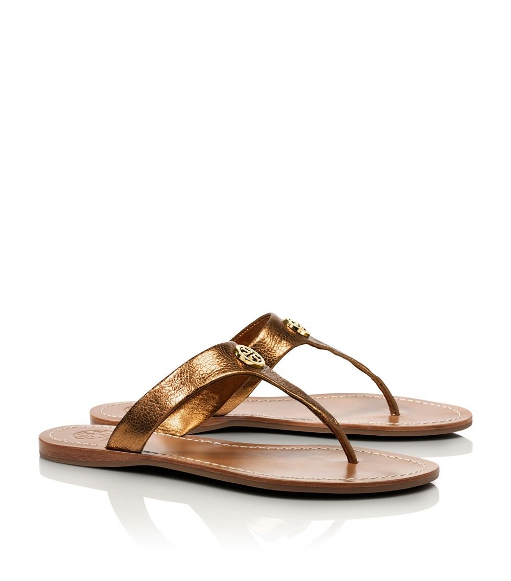 Tory burch Metallic Cameron Thong Sandal  in Metallic Lyst