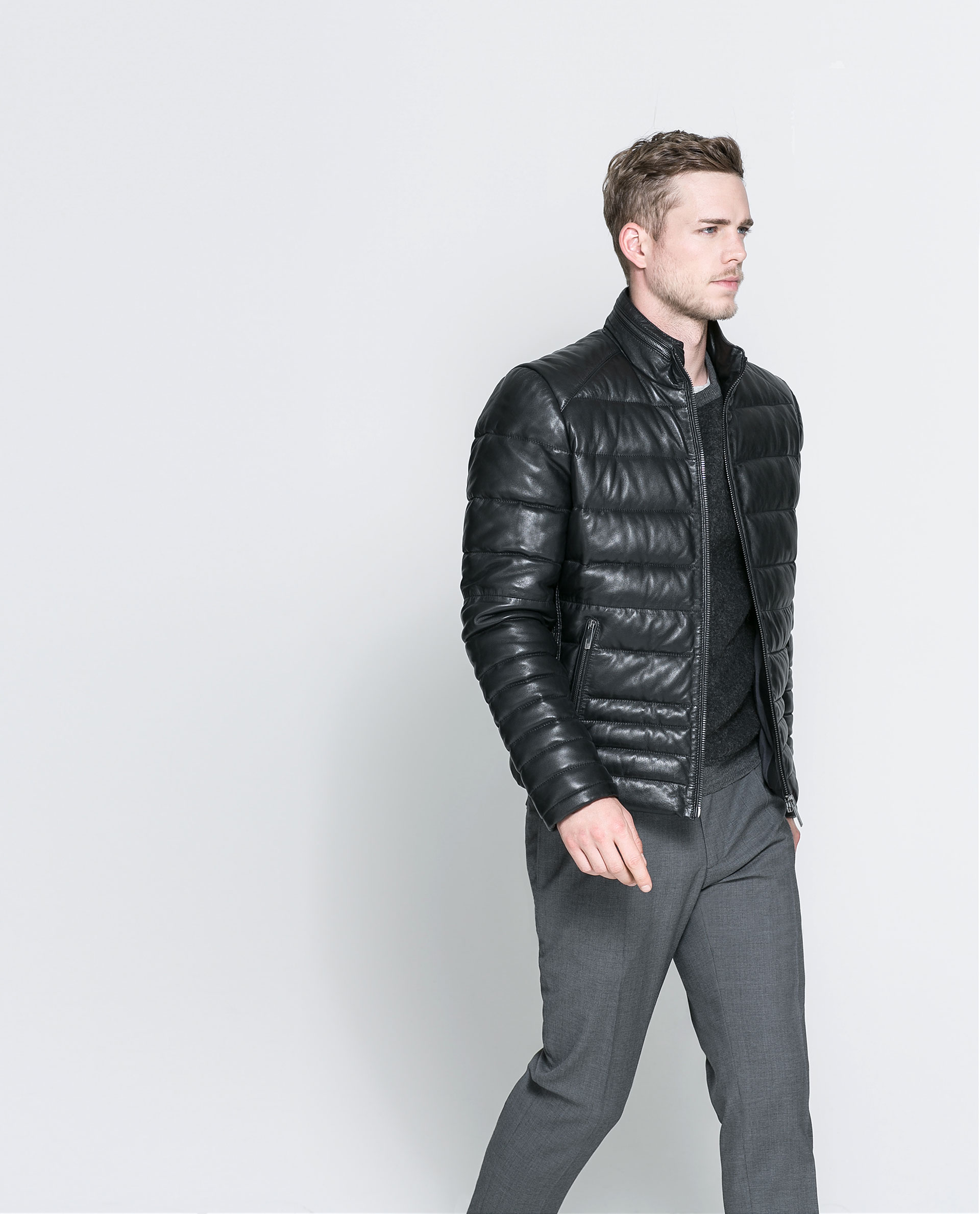  Zara  Man  Faux Leather Quilted Jacket  Cairoamani com