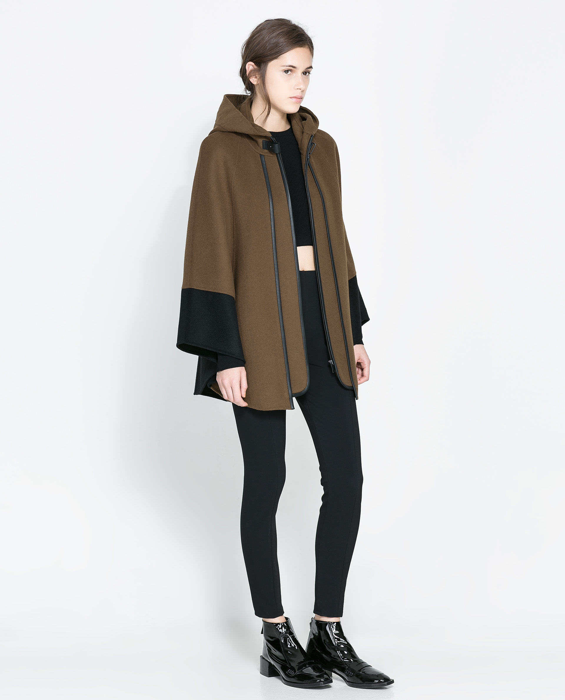 Zara Combination Cape in Green Lyst