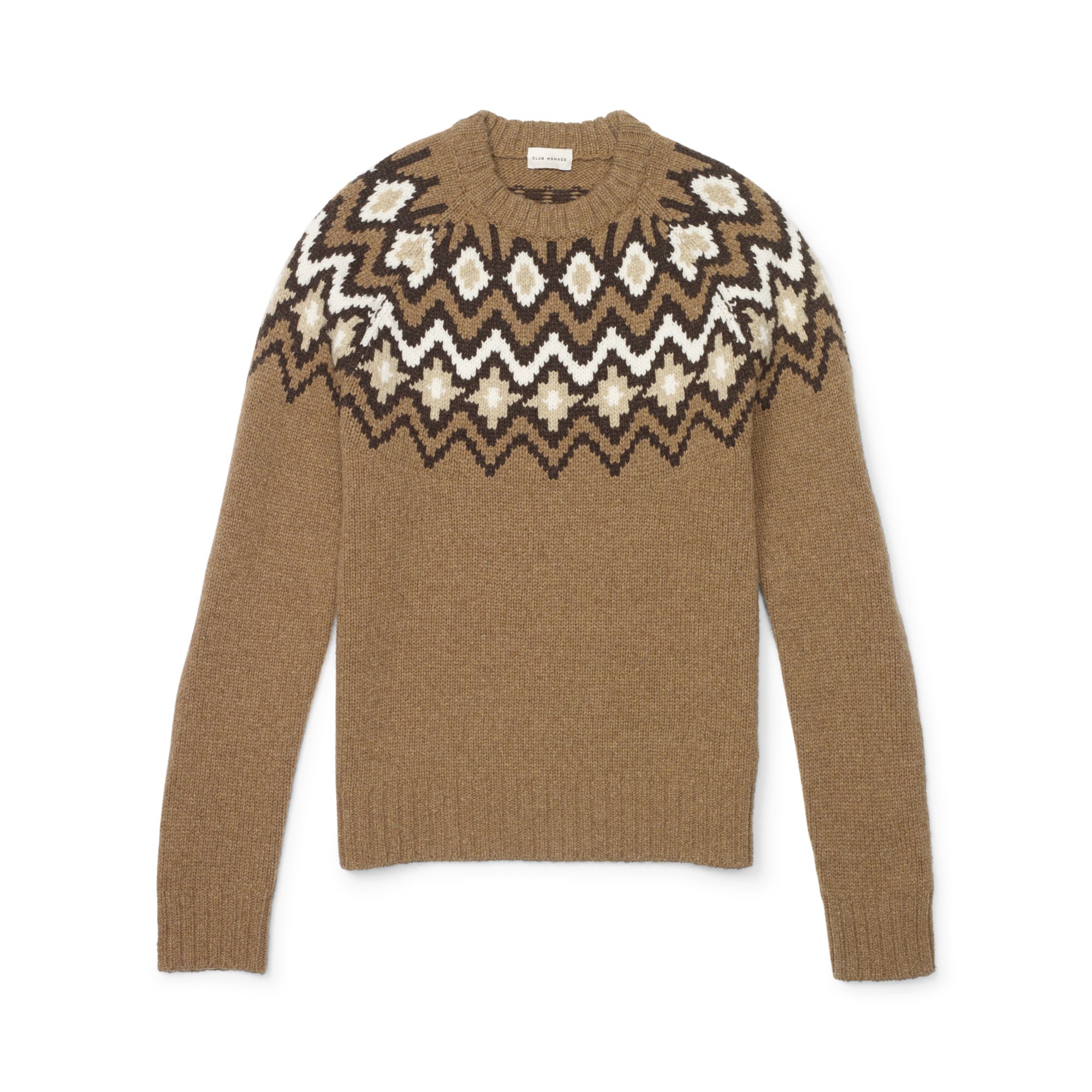 Club monaco Icelandic Fairisle Sweater in Brown for Men | Lyst