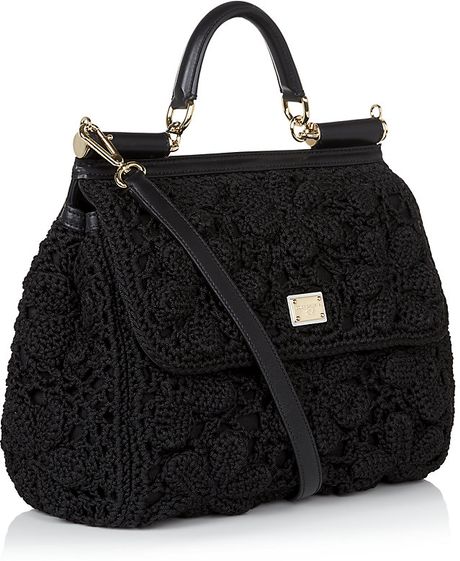 Dolce & Gabbana Miss Sicily Classic Crochet Bag in Black (gold) | Lyst