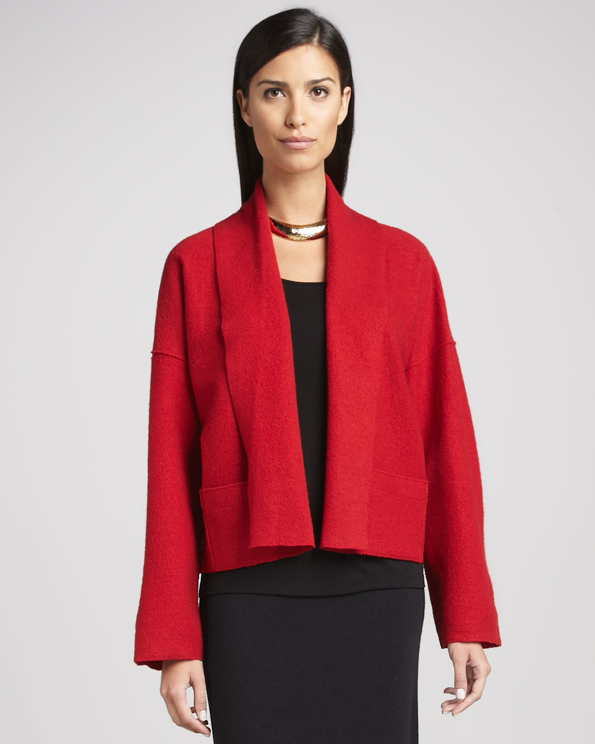 Eileen fisher Boiled Wool Kimono Jacket in Red Lyst