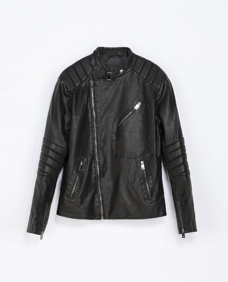 Zara Faux Leather Biker Jacket in Black for Men | Lyst
