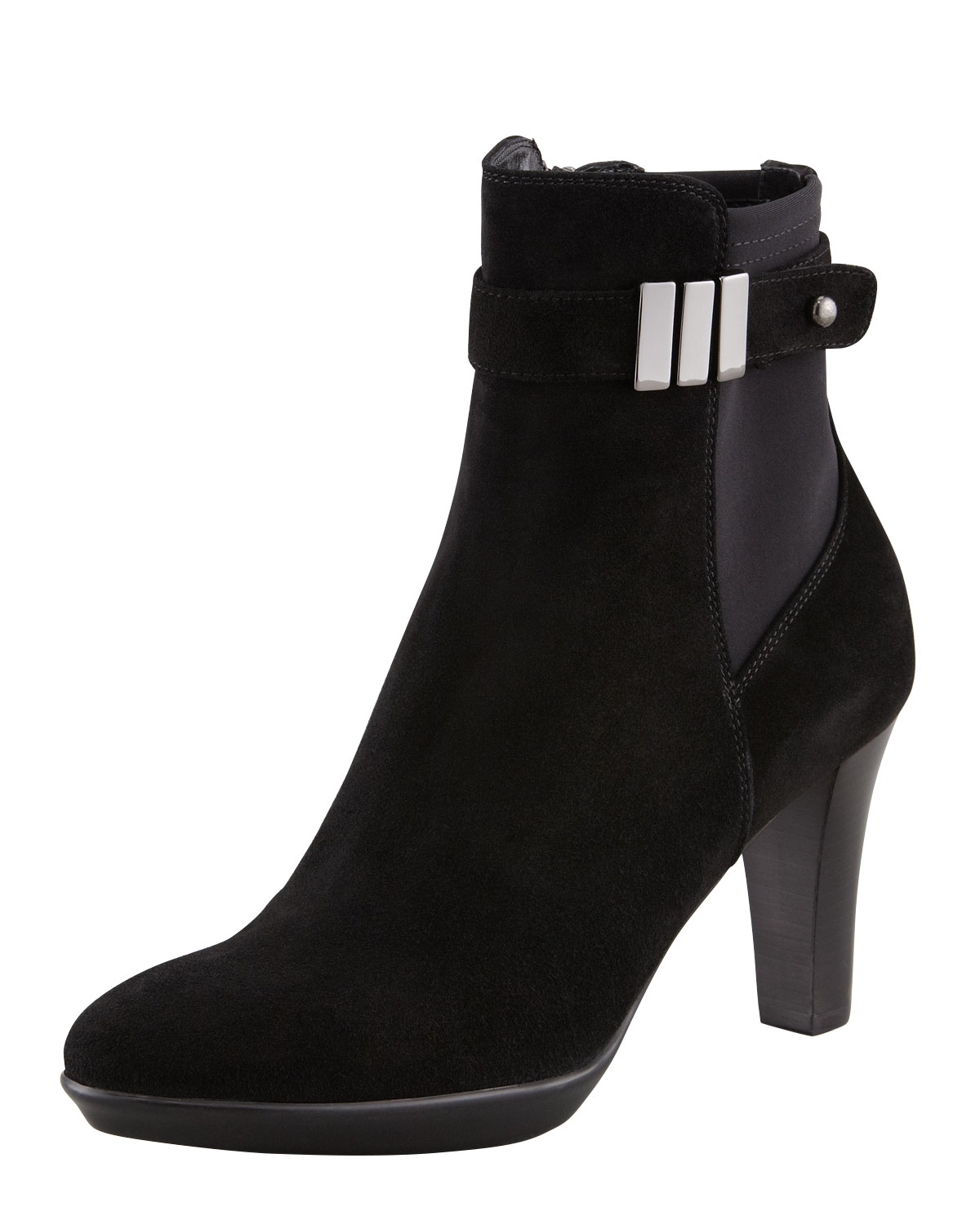 Aquatalia By Marvin K Royal Suede Stretch Bootie in Black | Lyst