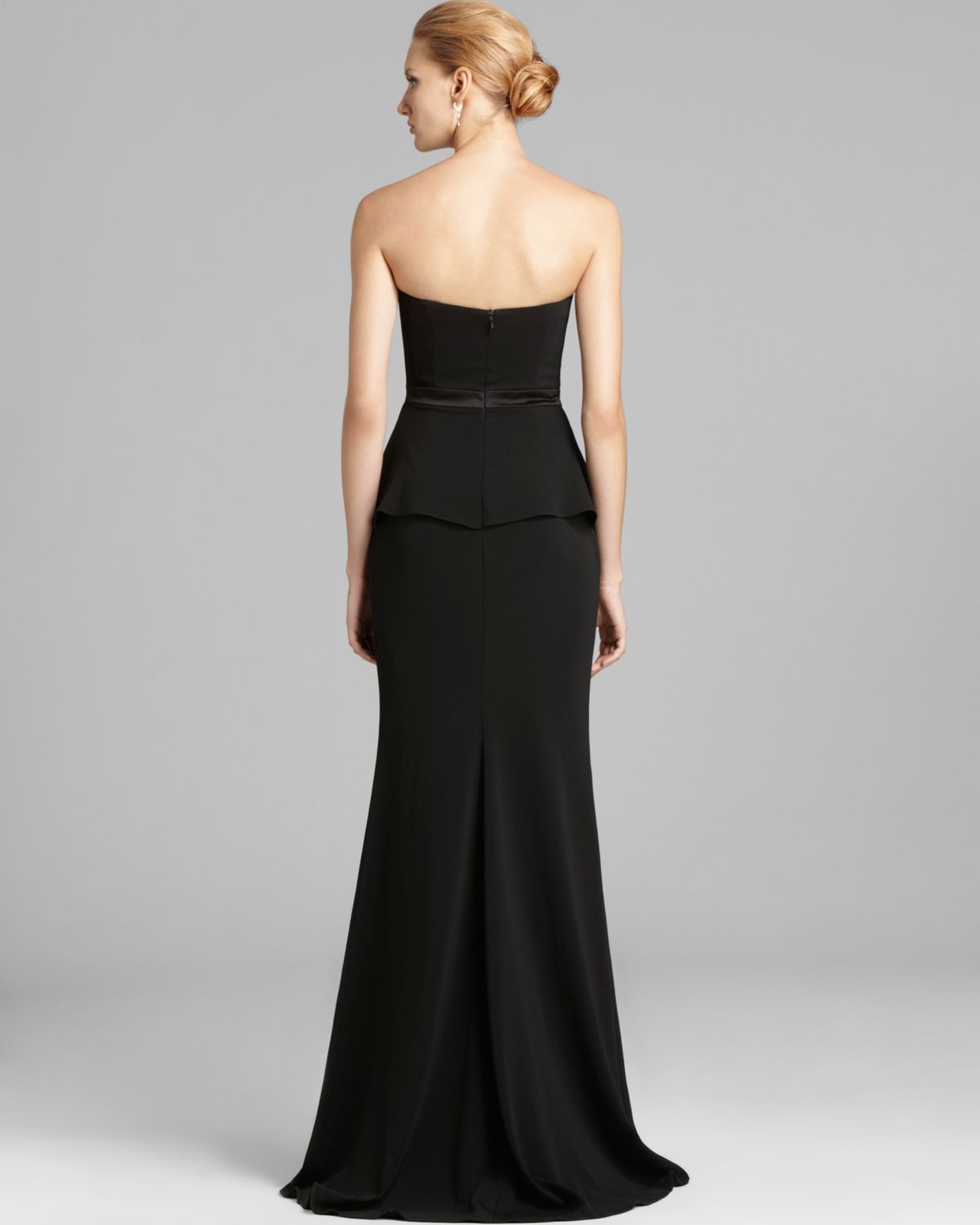 Lyst - Badgley Mischka Odessa Peplum Gown - Strapless in Black