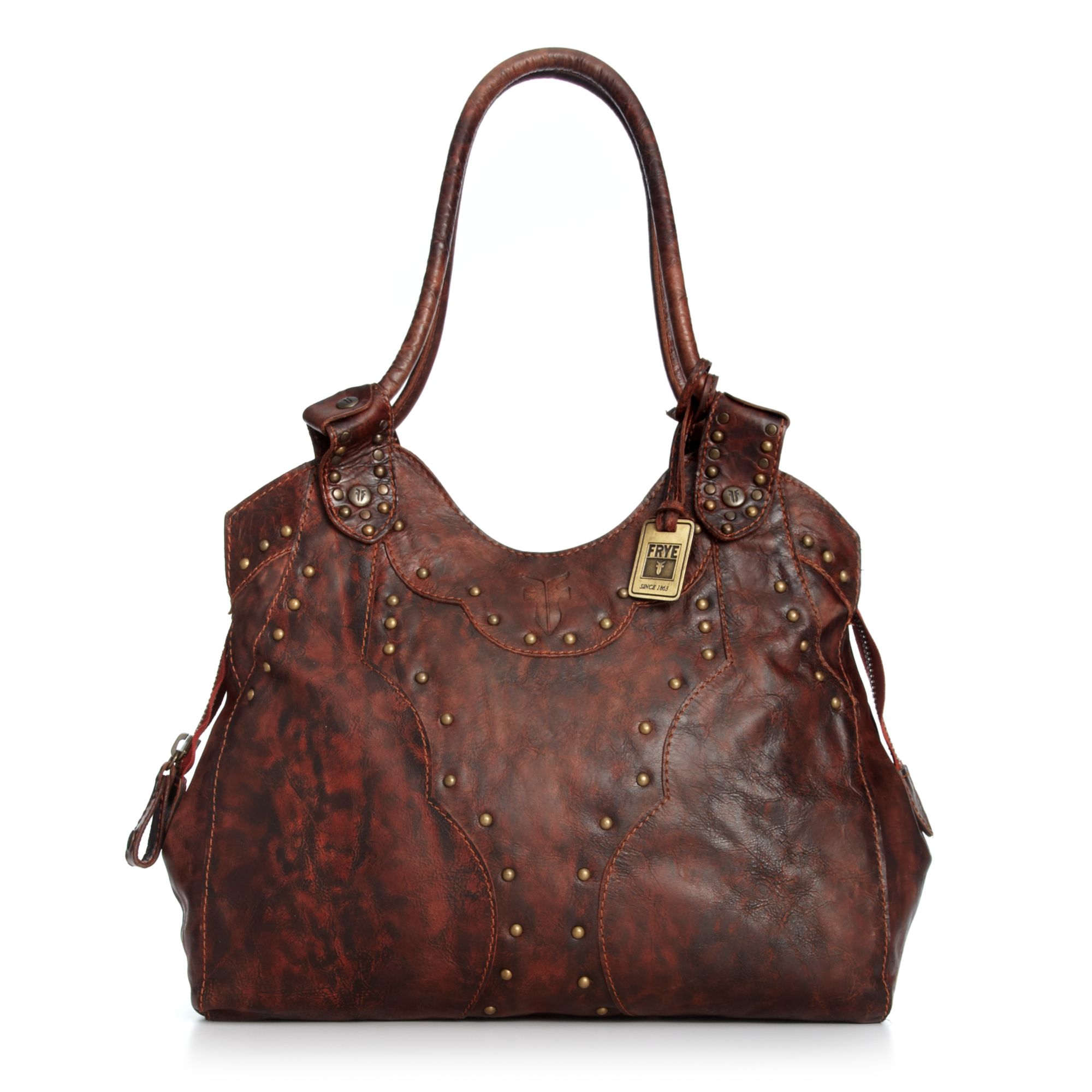 Frye Vintage Stud Shoulder Bag in Brown | Lyst